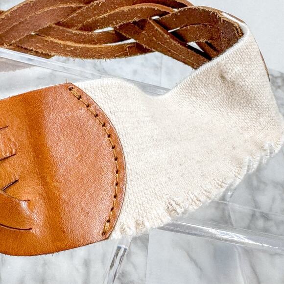 Y2K Braided Leather Brown Size Small Big Metal Buckle Elastic Stretch Back - Picture 8 of 9